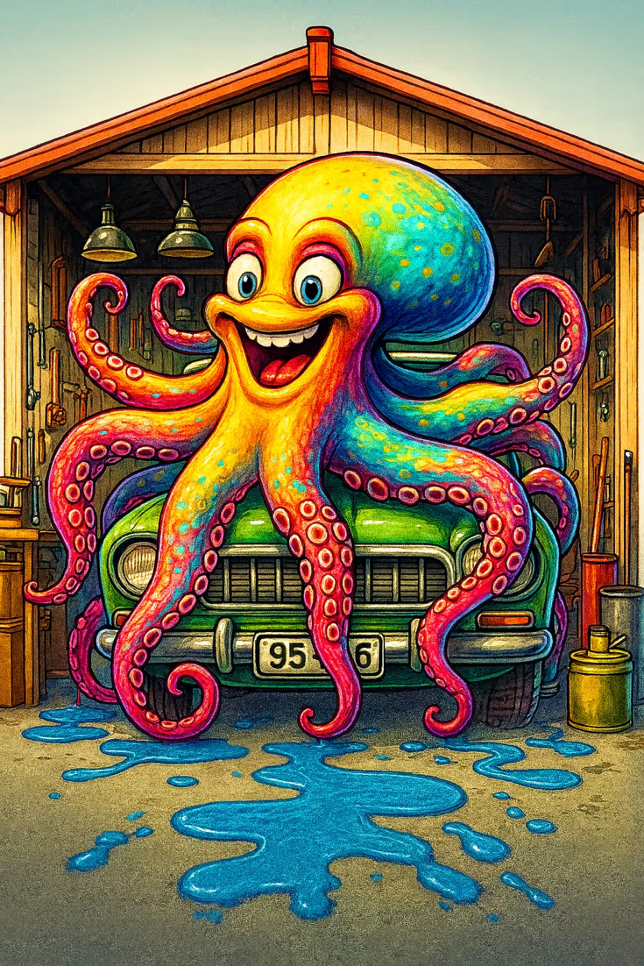 Ilustración: ser como un pulpo en un garaje